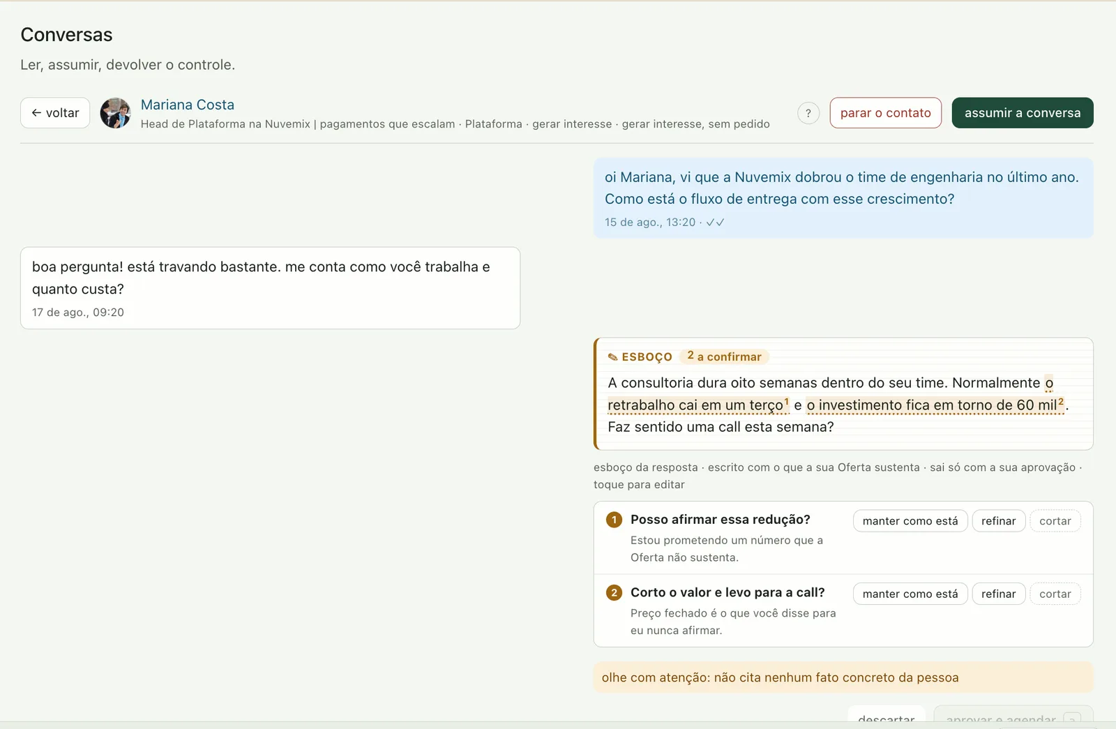Conversas com rédea curta